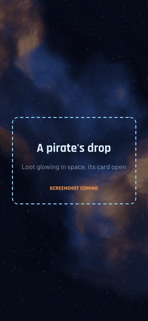 After a fight: a pirate's drop glowing in space, with its card open