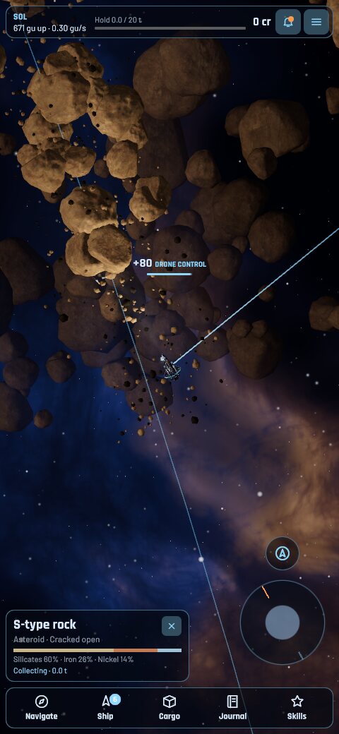 Drones breaking up an asteroid