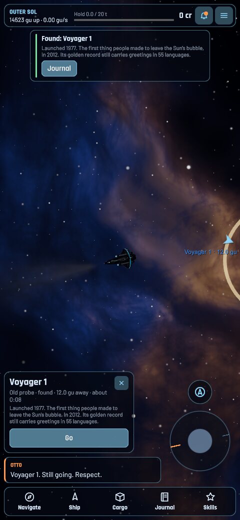 The ship beside Voyager 1, far beyond the planets